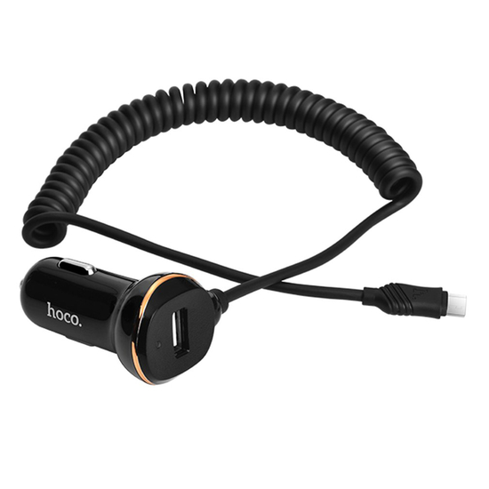 მანქანის დამტენი HOCO Z14 with Micro USB Cable - Black