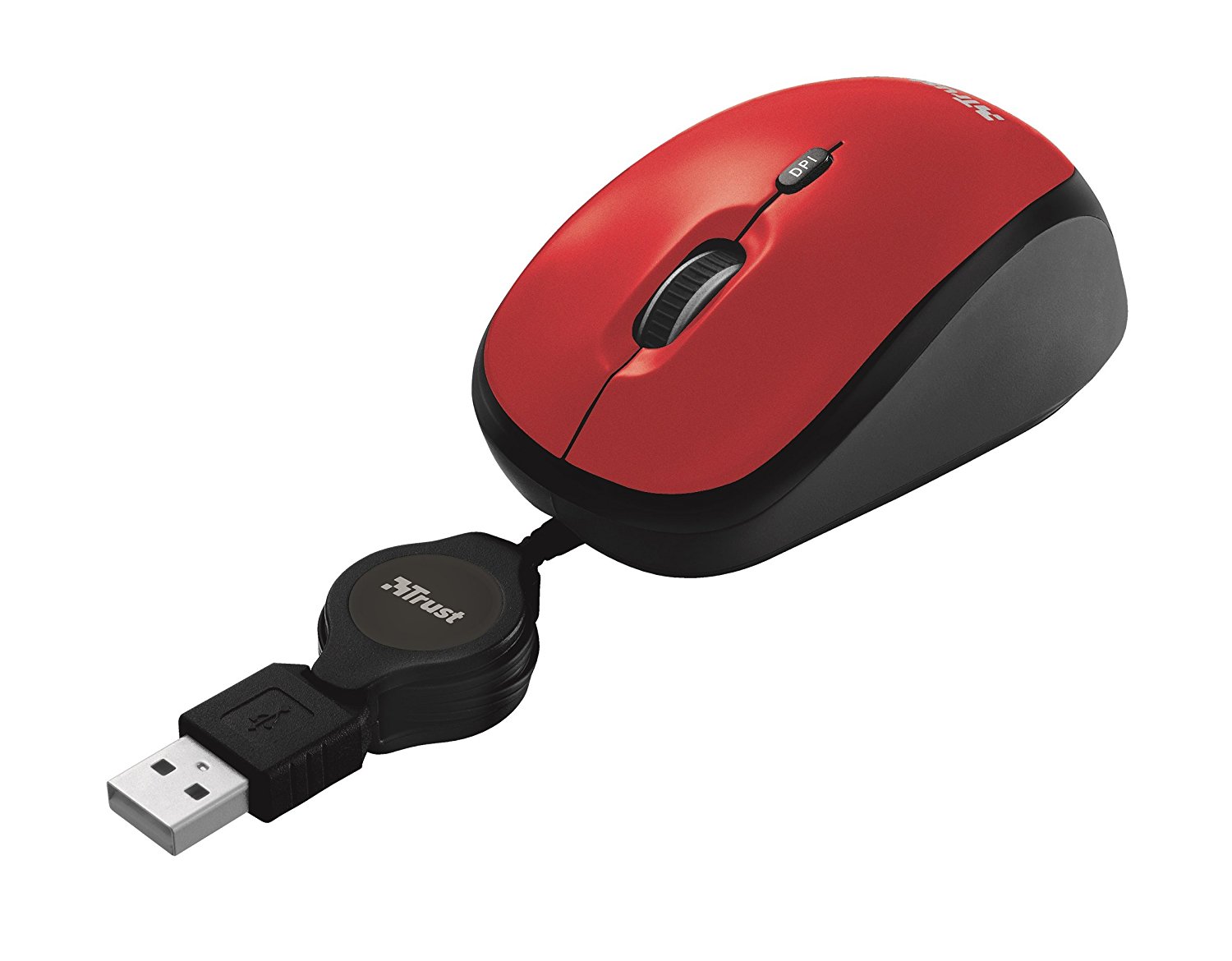 მაუსი TRUST YVI RETRACTABLE MOUSE RED (21053)