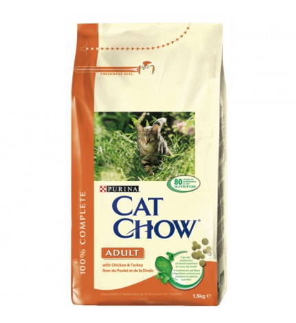 Cat Chow ქათმით და ინდაურით 15კგ