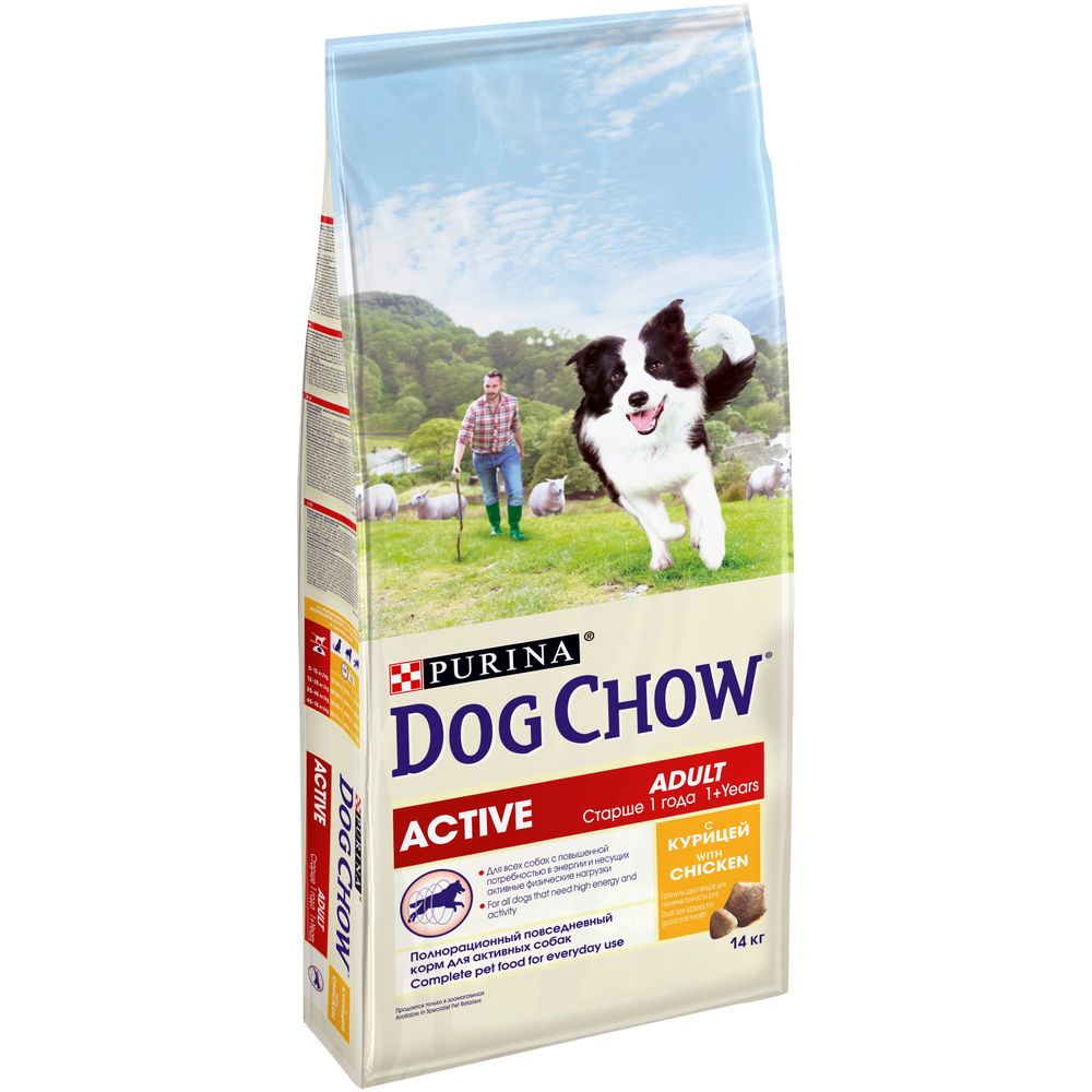 Dog Chow აქტივი ზრდასრული ძაღლის ძაღლის 14 კგ