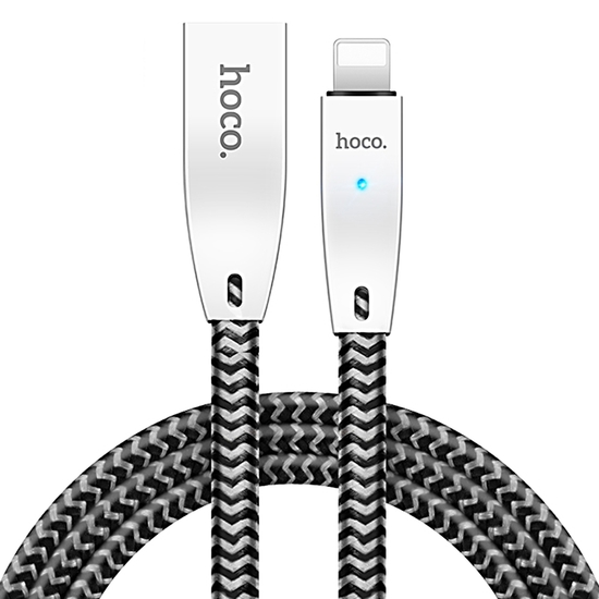 USB კაბელი HOCO U11 Zinc Alloy Reflective Knitted Lightning Charging Cable 1.2m 