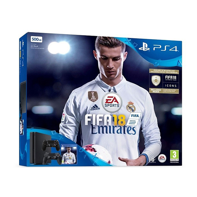 კონსოლი Sony PlayStation PS4 500GB Slim With Fifa18 And 2 Controller