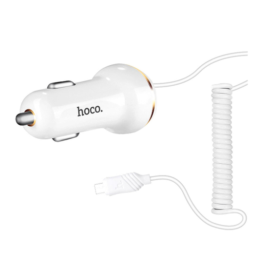 მანქანის დამტენი HOCO Z14 with Micro USB Cable - White